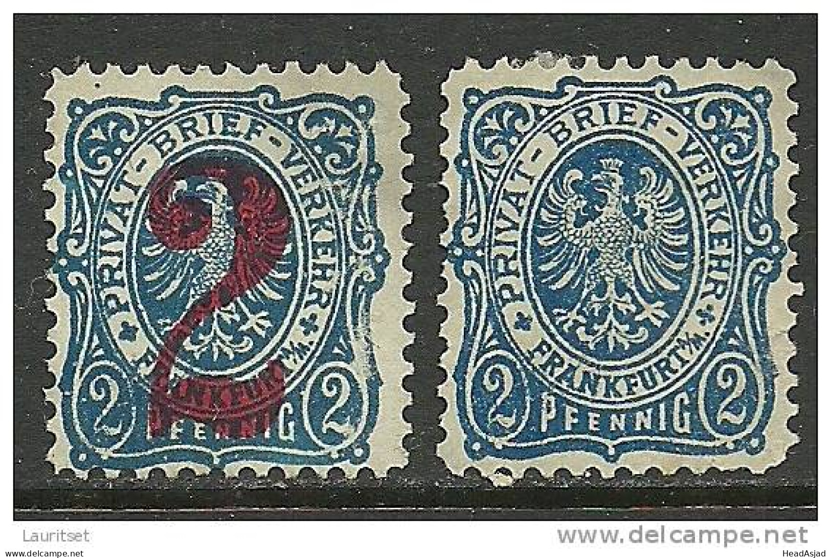 Germany Deutsches Reich Local City Post Postverkehr Frankfurt - Postes Privées & Locales