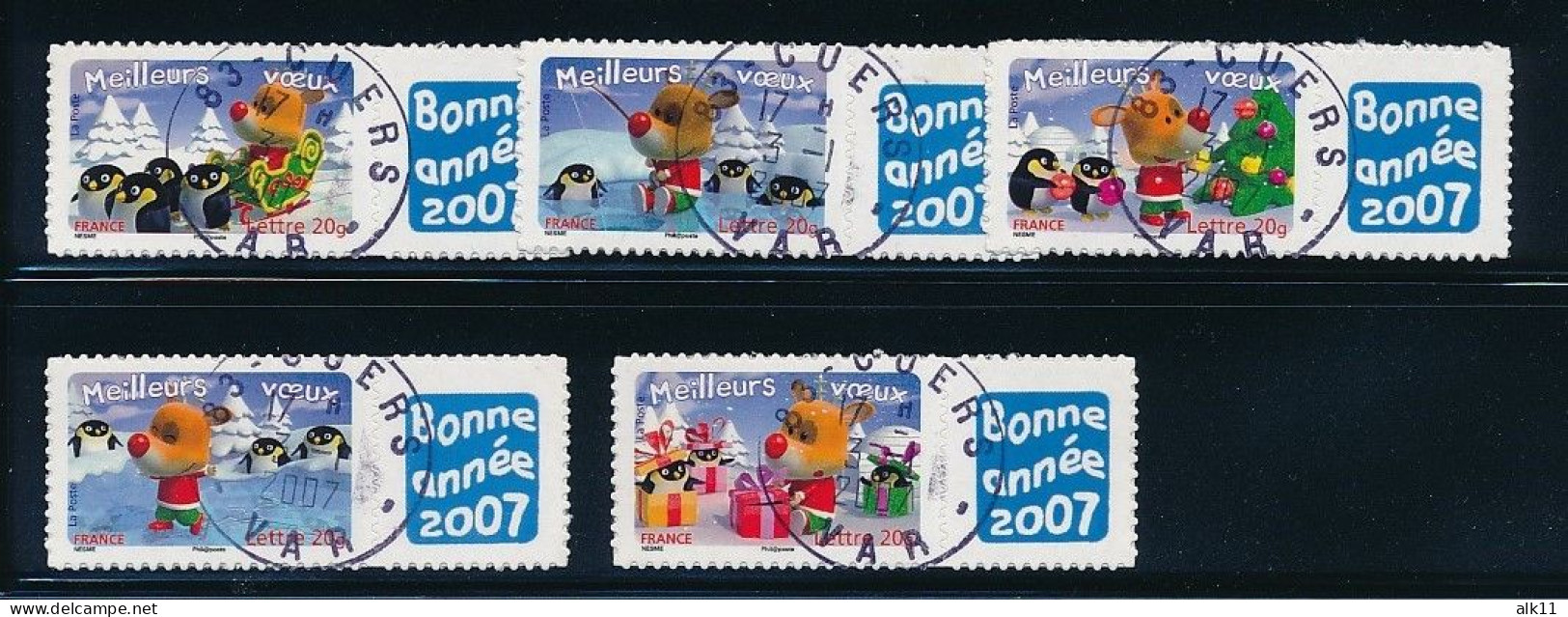 France 2006 - 3986D-3990D Série Timbres Adhésifs Personnalisé Des Postiers, Logo Bonne Année 2007 - Oblitéré Très Rare - Used Stamps