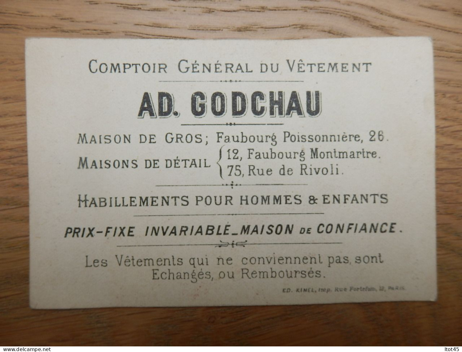 CHROMO AD. GODCHAU VETEMENTS - Other & Unclassified