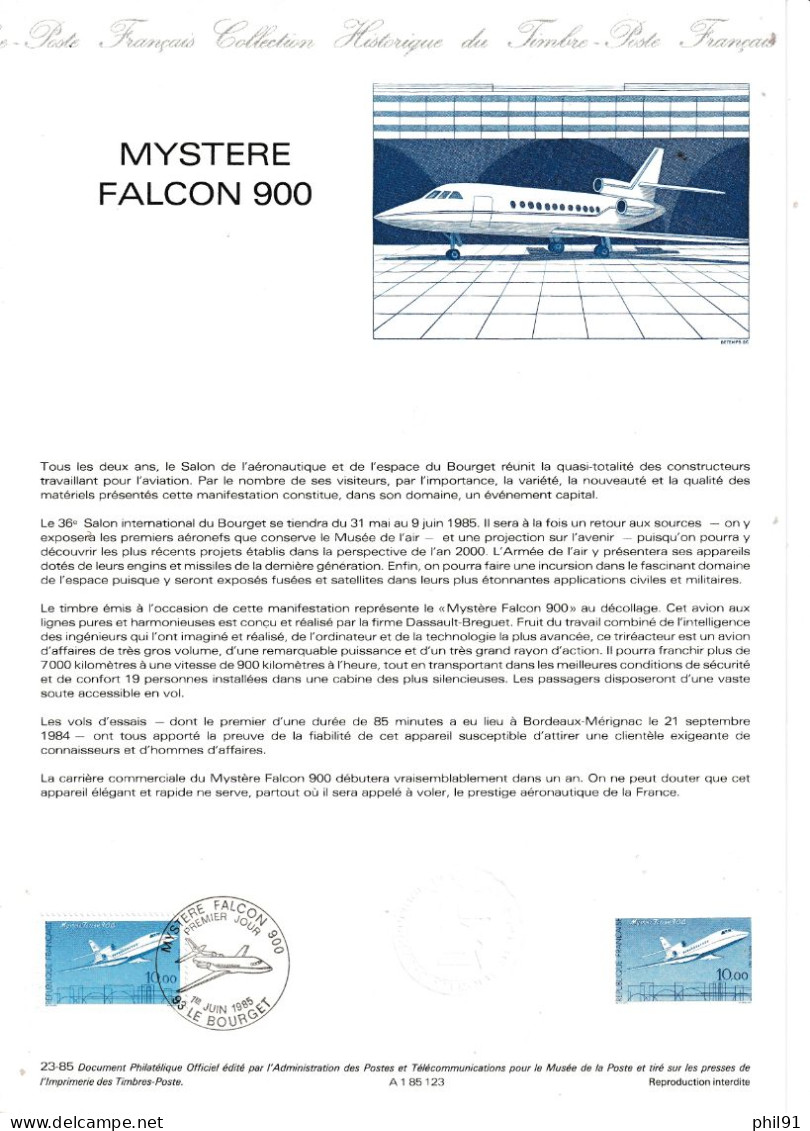 FRANCE    Document "Collection Historique Du Timbre Poste"    Mystere Falcon 900    N° Y&T  2372 - Documents Of Postal Services