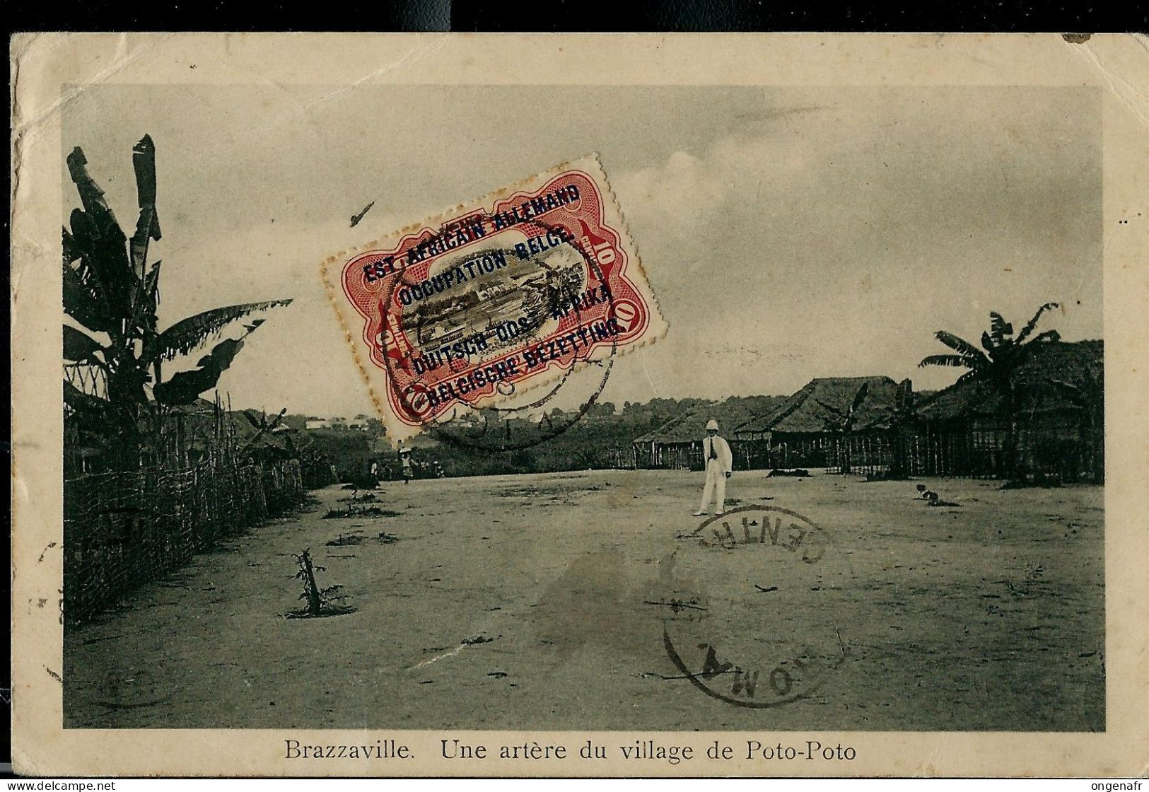 CP : Brazzaville- Une Artère Du Village De Poto-Poto; Obl. KIGOMA 08/10/1914 + Timbre N°29 - Lettres & Documents