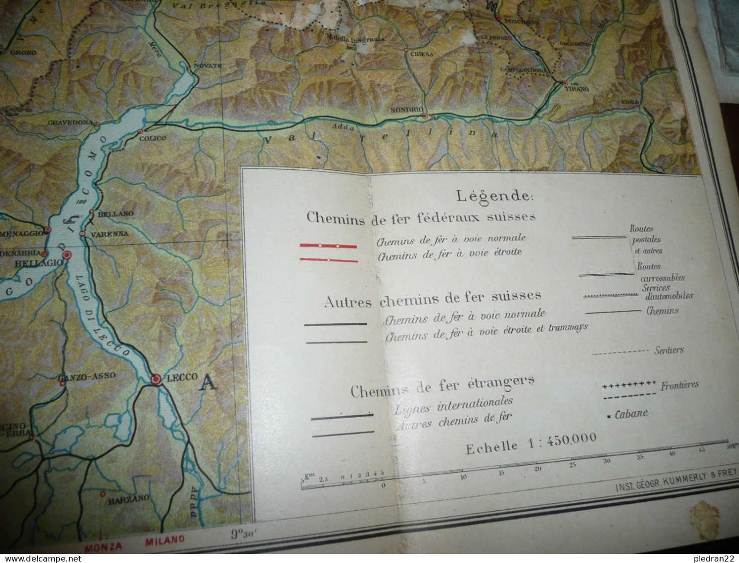 CFF SBB FFS TRAIN CHEMINS DE FER FEDERAUX SUISSE CARTE DU TOURISTE 1 : 450000 BERNE 1926 - Roadmaps