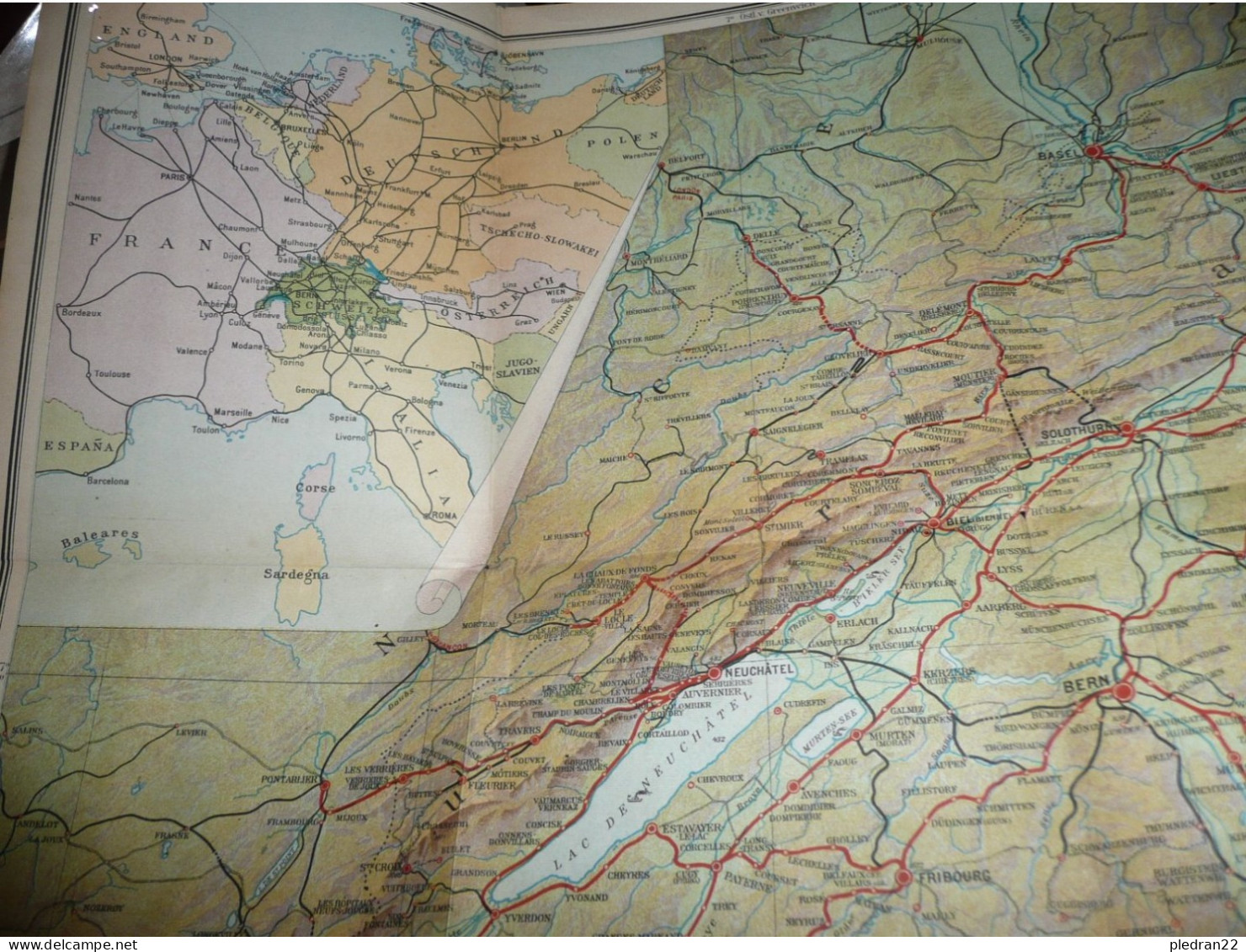 CFF SBB FFS TRAIN CHEMINS DE FER FEDERAUX SUISSE CARTE DU TOURISTE 1 : 450000 BERNE 1926 - Roadmaps