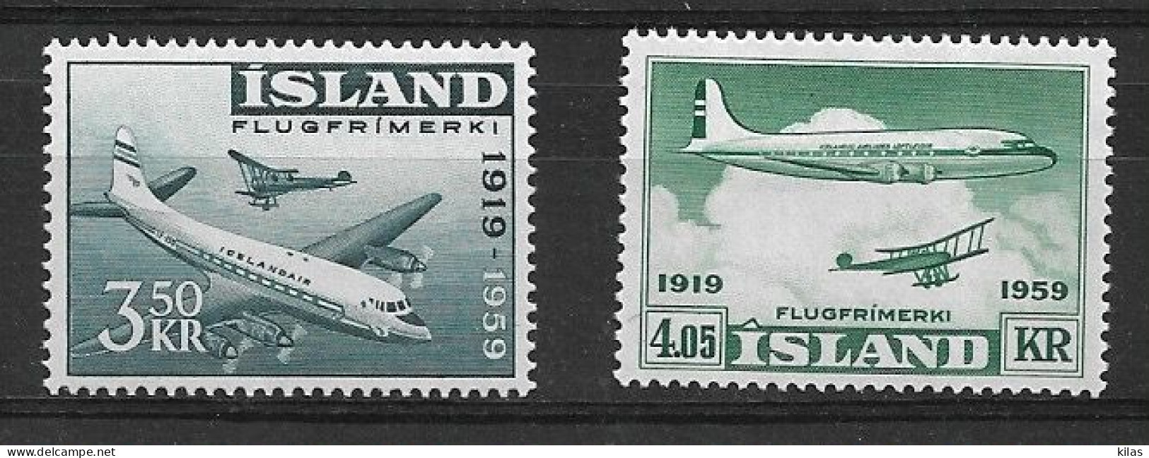 ICELAND 1959 Airmal 40TH ANNIVERSARY OF ICELANDIAN AVIATION  MNH - Airmail