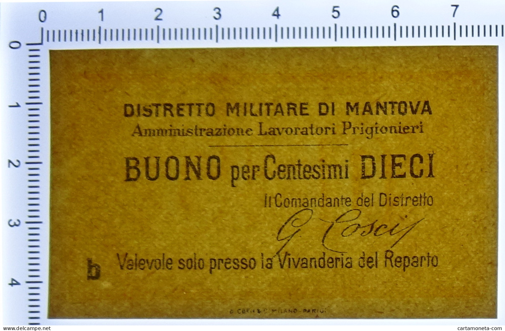 10 CENTESIMI NON EMESSO DISTRETTO MILITARE DI MANTOVA PRIGIONIERI FDS - Other & Unclassified