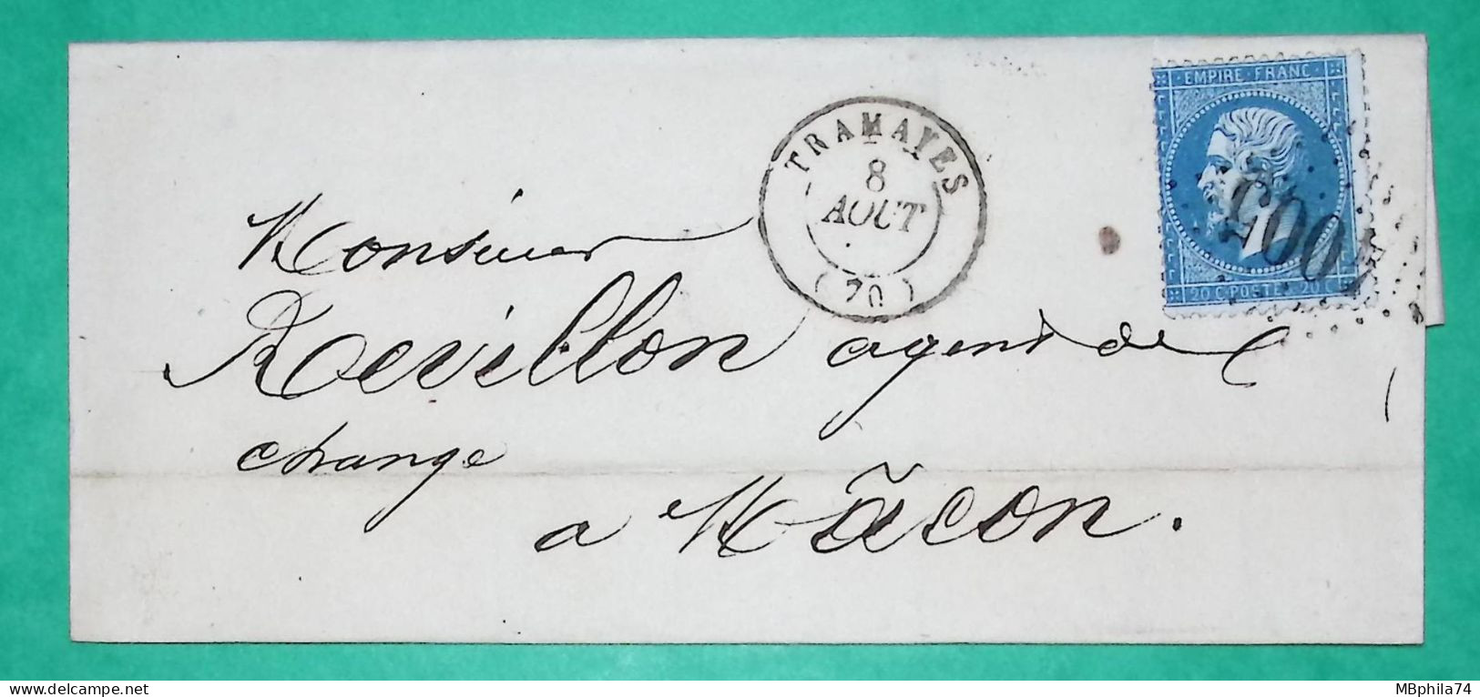 N°22 GC 4005 TRAMAYES SAONE ET LOIRE POUR MACON 1865 LETTRE COVER FRANCE - 1849-1876: Klassik