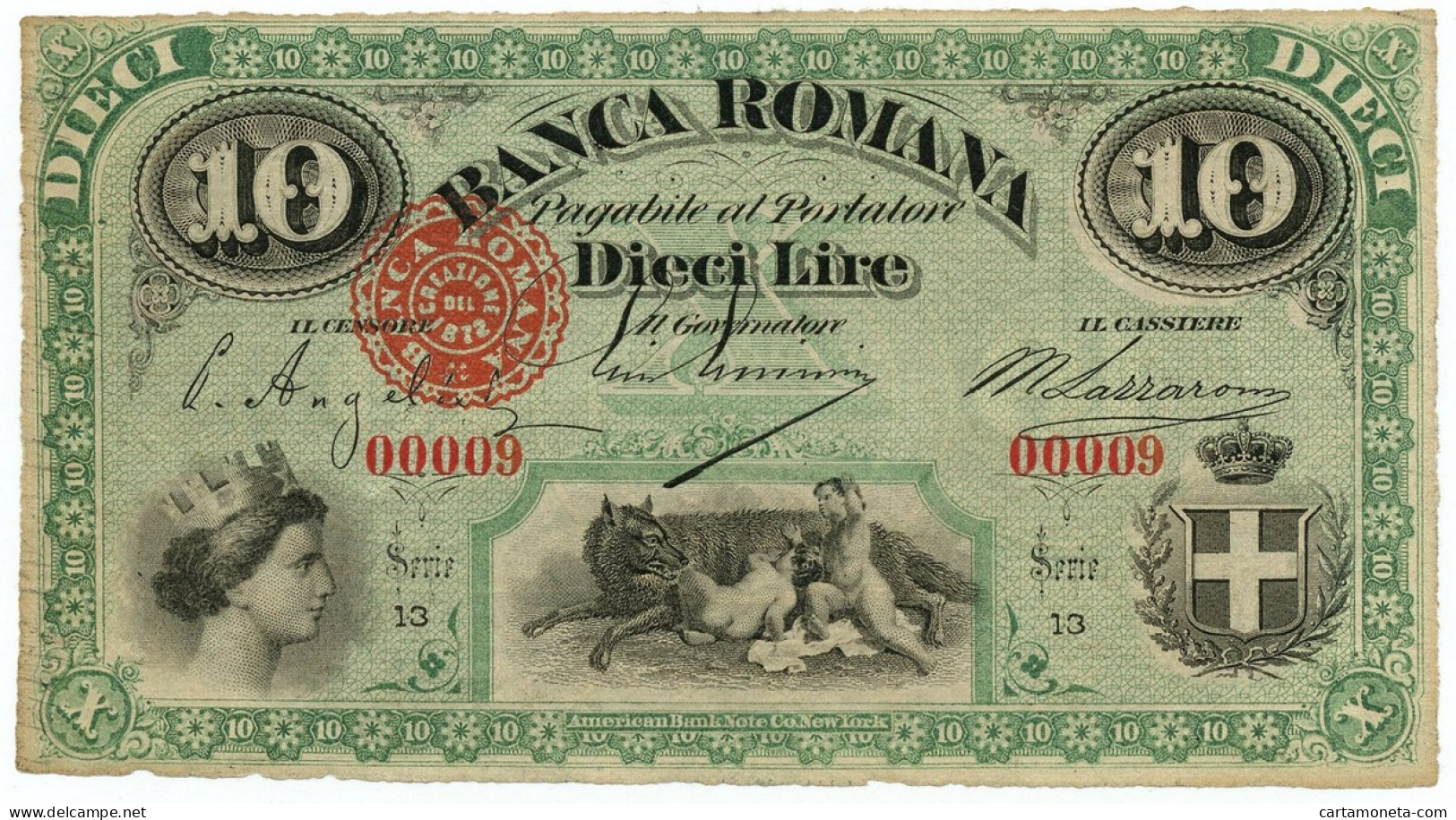 10 LIRE BANCA ROMANA REGNO D'ITALIA 1872 FDS - Other & Unclassified