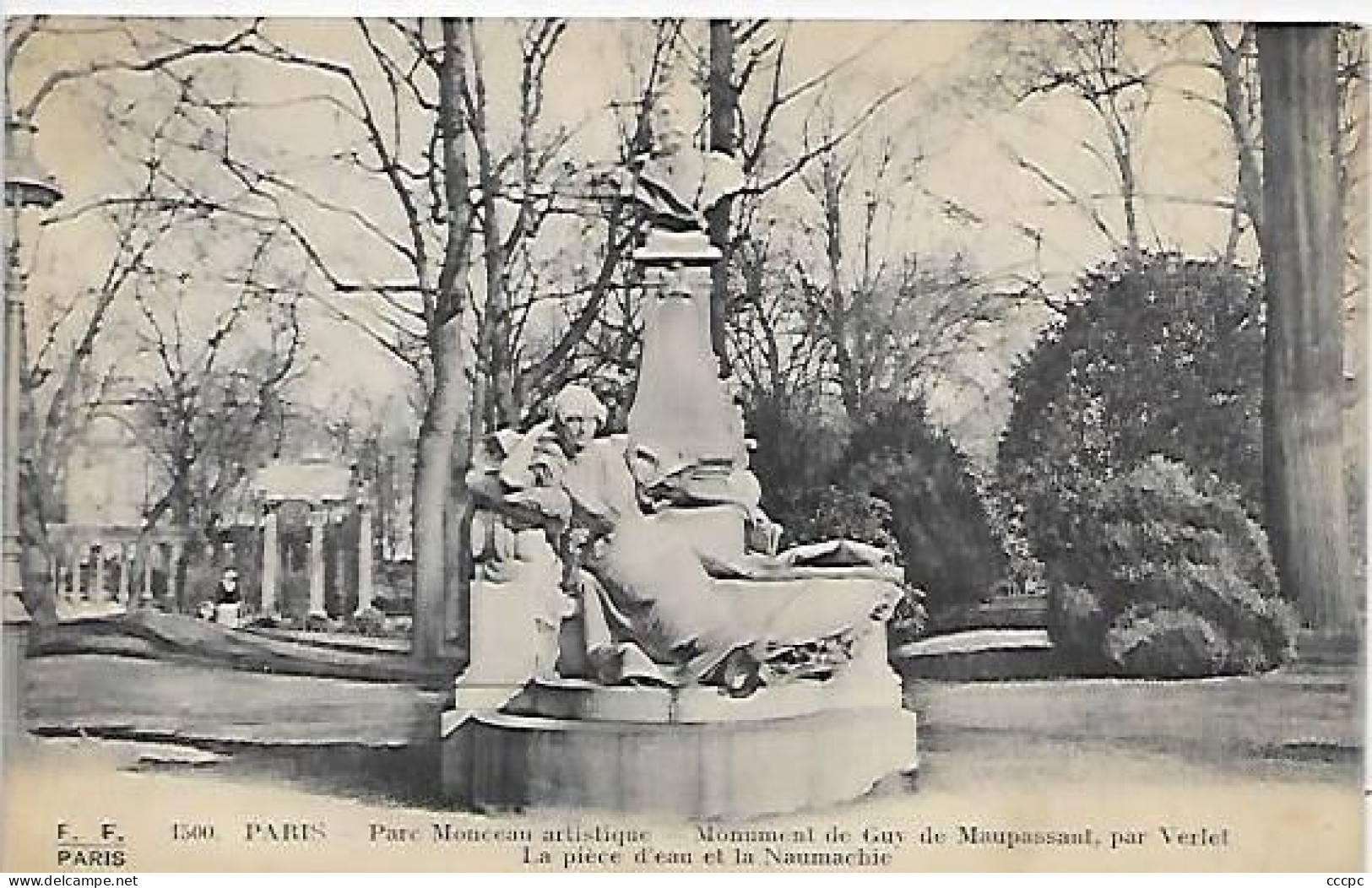 CPA Paris Parc Monceau Monument De Guy De Monpassant - La Pièce D'eau Et La Naumachie - District 08