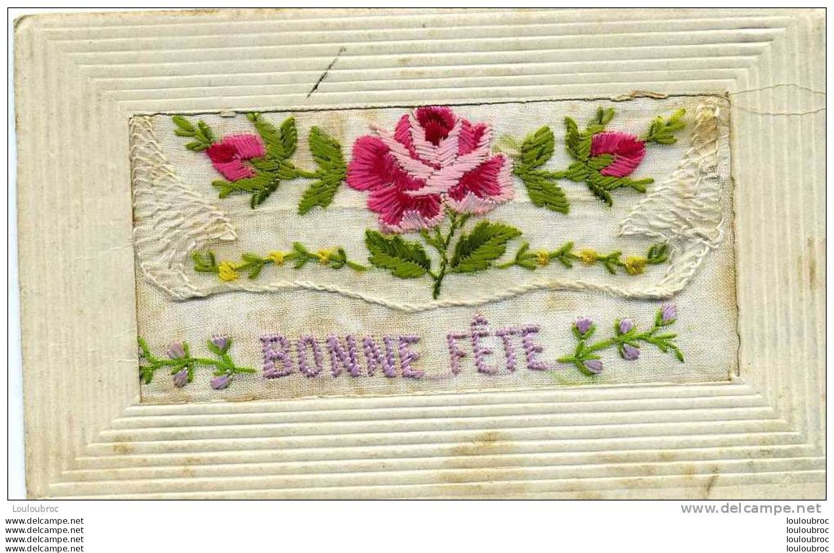 CARTE BRODEE BONNE FETE - Embroidered