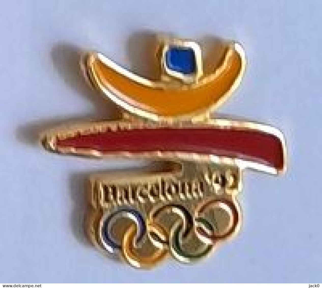 Pin' S  Doré  Sports  Anneaux  Jeux  Olympiques  BARCELONA  92  Avec  La  Mascotte - Olympic Games