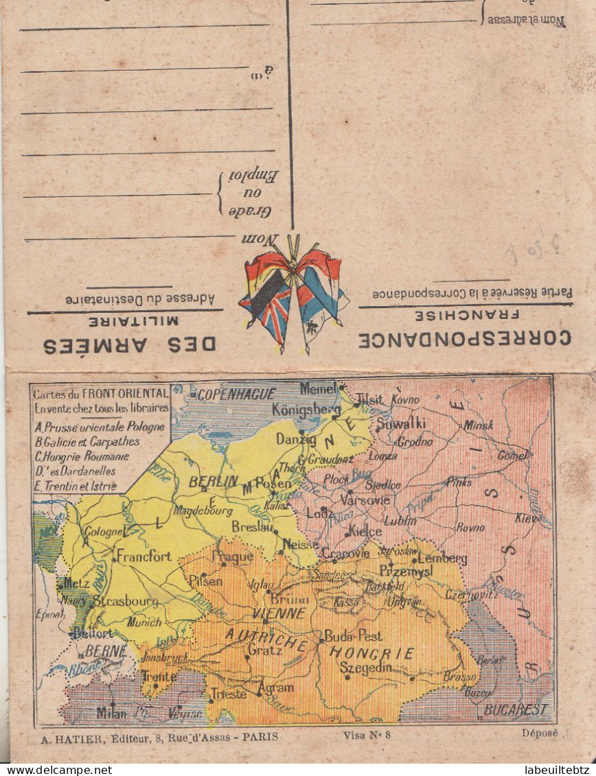 GUERRE 1914 -  Carte Du Front Oriental - Prusse Galicie Carpathes Hongrie Roumanie - War 1914-18