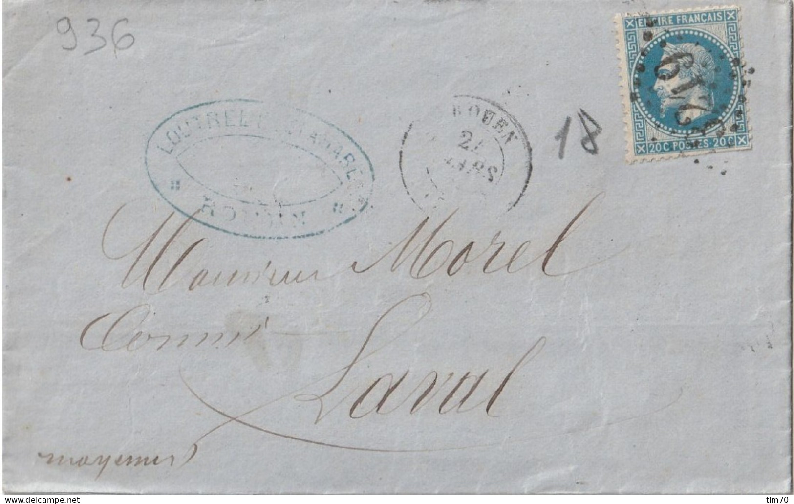 G.C 3219  / N°  29 B  ROUEN    POUR  LAVAL   MAYENNE - 1849-1876: Klassik