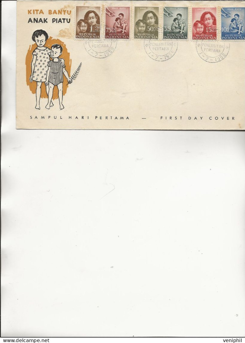 INDONESIE REPUBLIQUE - LETTRE FDC AFFRANCHIE SERIE N°161 A 166 - ANNEE 1958 - Indonésie