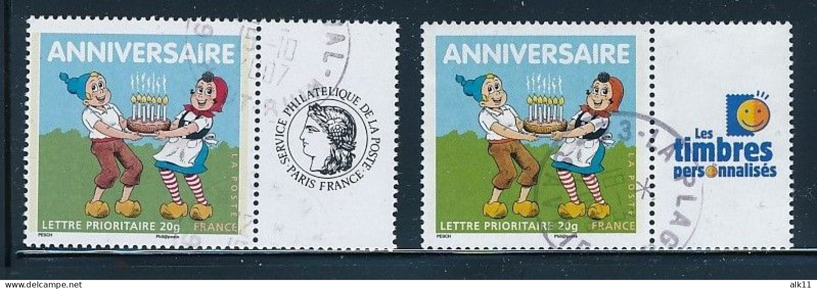 France 2007 - 4091A Deux Timbres Anniversaire Sylvain Et Sylvette Personnalisé Avec Logo Céres Et TPP - Oblitéré - Usados