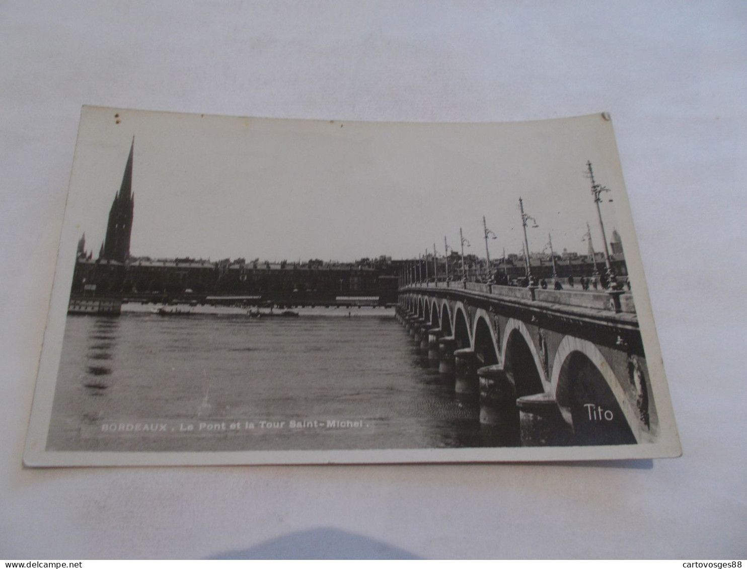 BORDEAUX  ( 33 Gironde ) LE PONT ET LA TOUR SAINT MICHEL  PONT ANIMEES 1946 TAMPON SALON AUTOMOBILEPARIS 1946 - Bordeaux