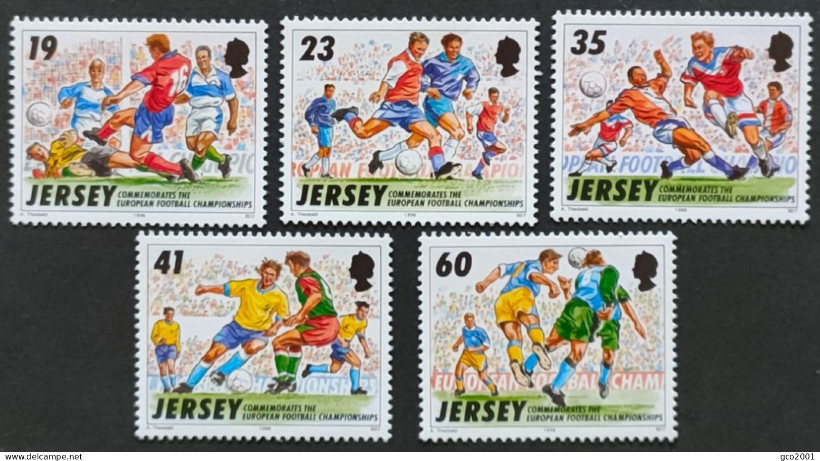 JERSEY / YT 728 - 732 / SPORT - FOOTBALL - CHAPIONNAT EUROPE 1996 / NEUFS ** / MNH - Europees Kampioenschap (UEFA)