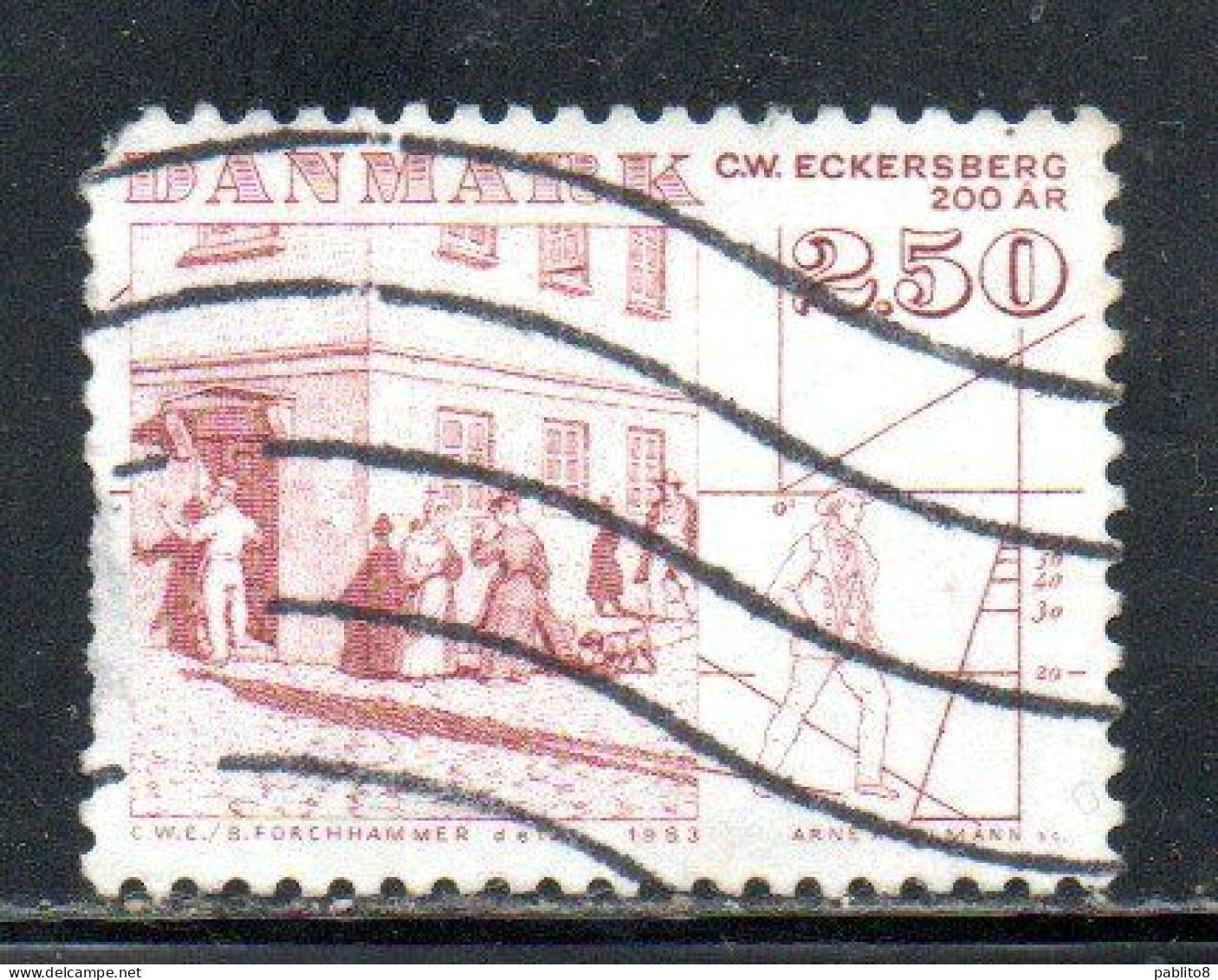 DANEMARK DANMARK DENMARK DANIMARCA 1983 STREET SCENE BY C.W. ECKERSBERG 2.50k USED USATO OBLITERE - Used Stamps