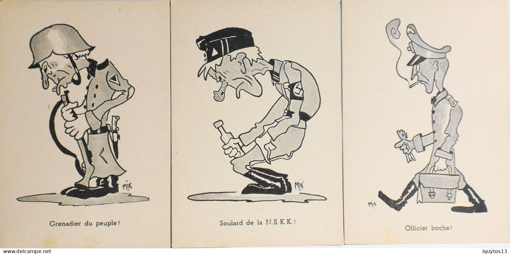 CPA. LES NAZIS - Caricatures Satiriques De Lucien BERGS Pochette De 10 Dessins Format Cartes Postales 100 X 145mm - TBE - Satirical
