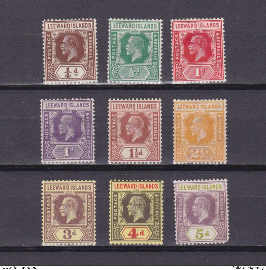 LEEWARD ISLANDS 1921, SG #58-71, CV £40, Part Set, Wmk Mult Script CA, MH - Leeward  Islands