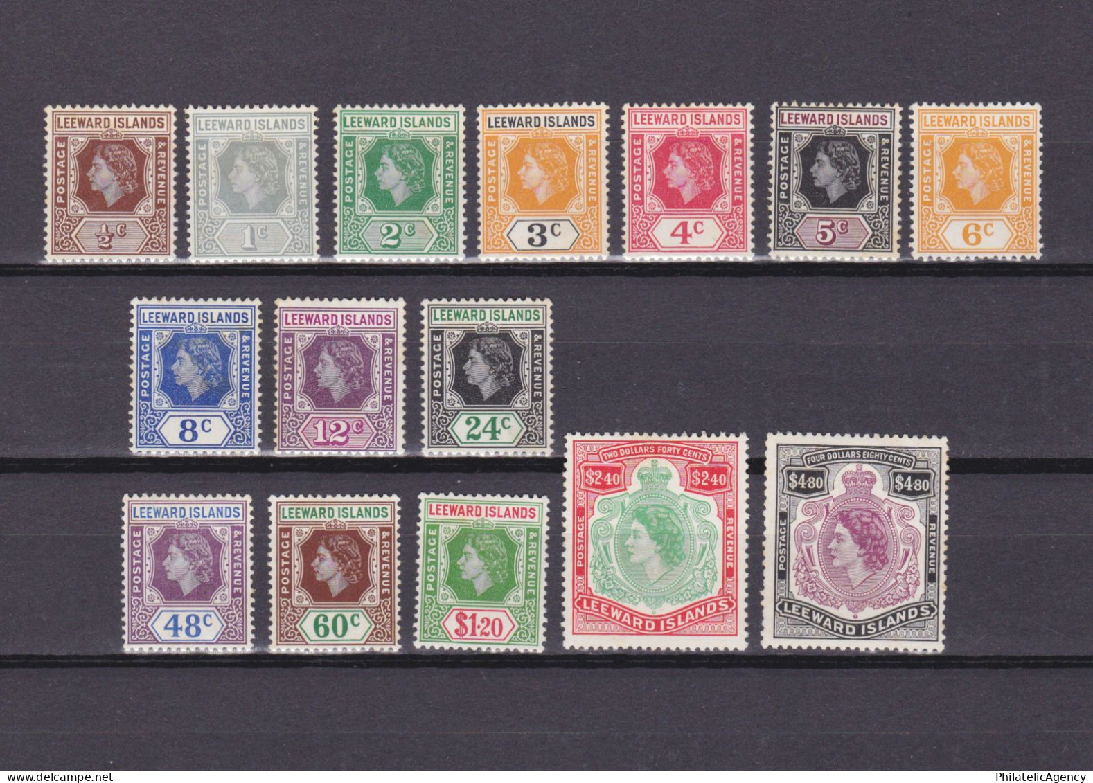 LEEWARD ISLANDS 1954, SG #126-140, CV £60, MH - Leeward  Islands