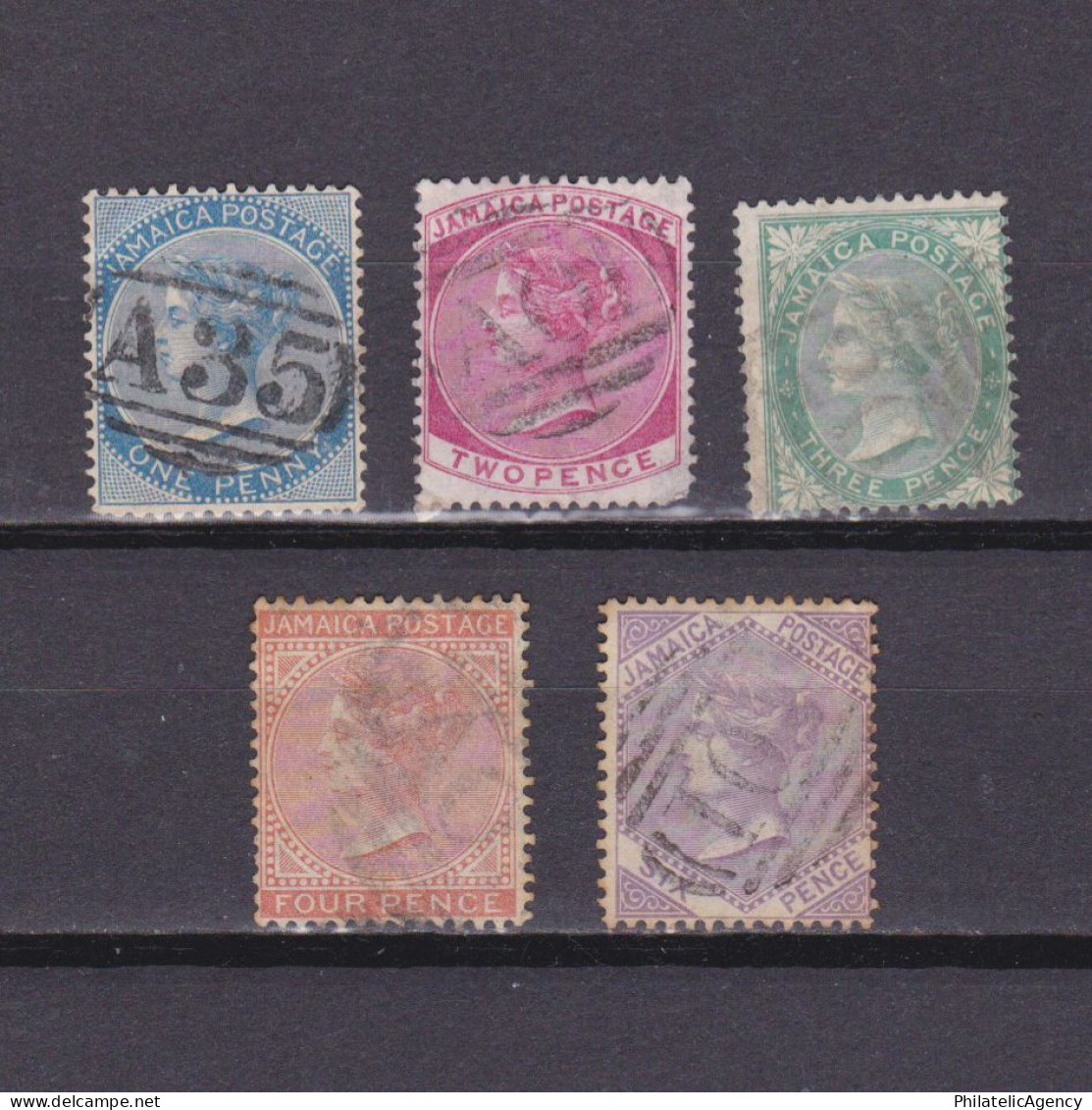 JAMAICA 1870, SG #8-12, CV £29, Wmk Crown CC, Part Set, Used - Jamaica (...-1961)