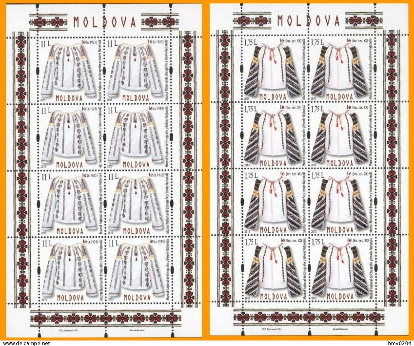2015 Moldova Moldavie  National Clothes. Embroidery  Sheet Mint - Moldavie