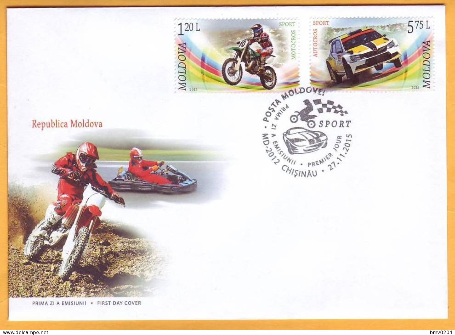 2015 Moldova Moldavie Moldau  FDC  Sport. Motocross. Autocross - Moldavië