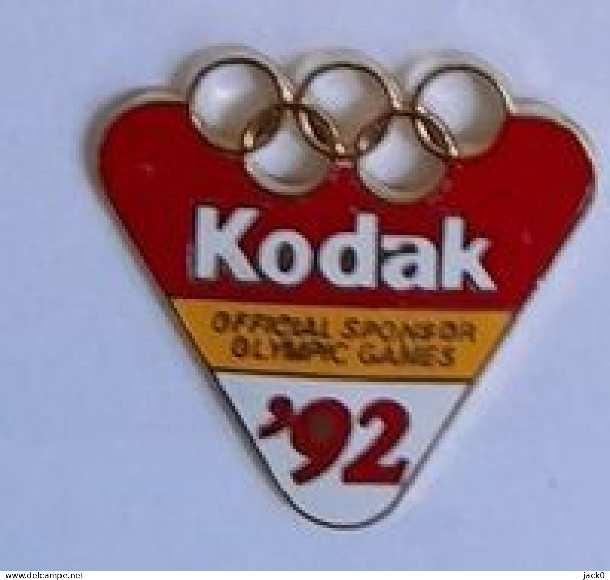 Pin' S  Doré  Sports  Anneaux  Jeux  Olympiques   92  Avec  Sponsor  KODAK  Official  Sponsor  Olympic  Games, Voir Desc - Olympische Spiele