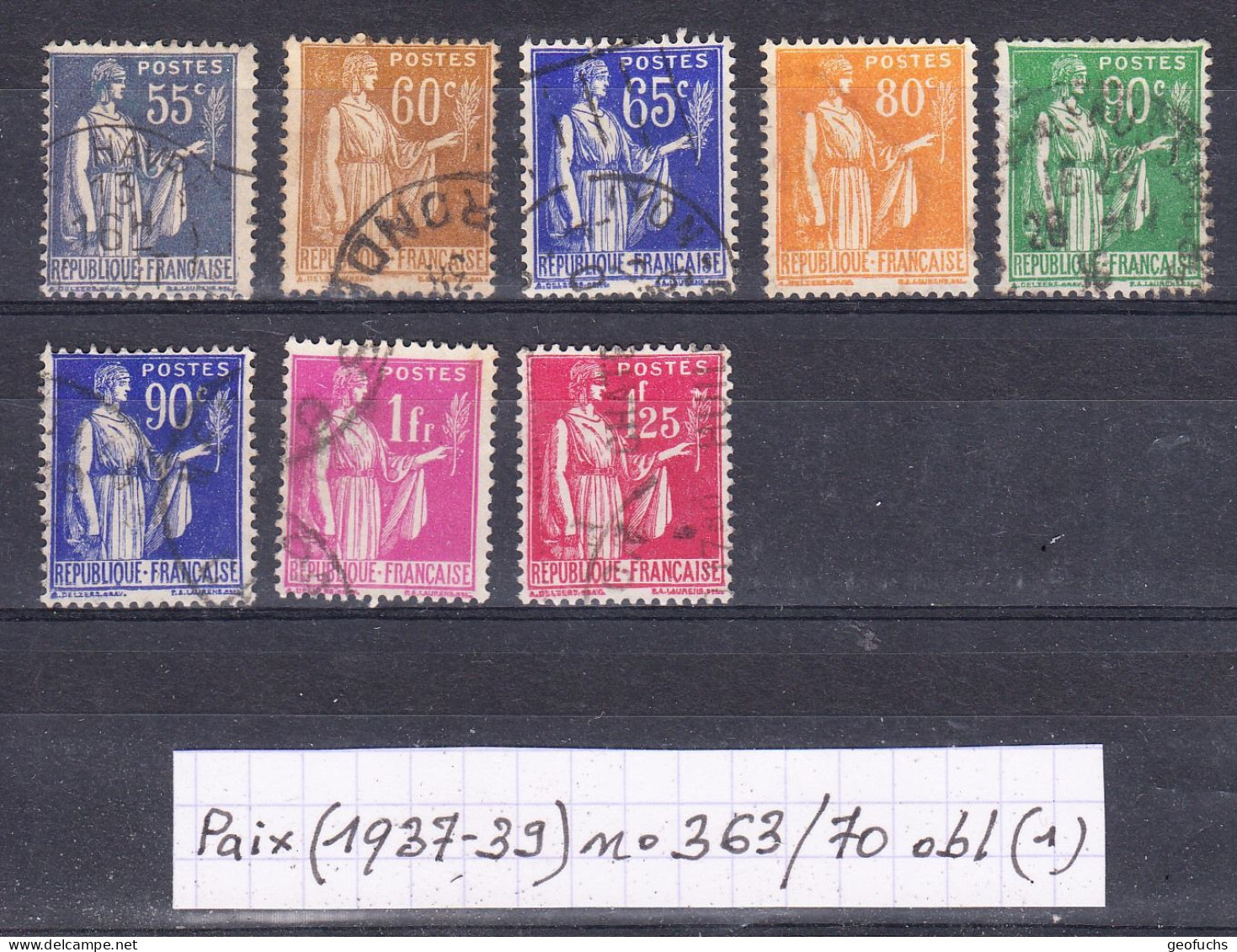 France Type Paix (1937-39) Y/T N° 363/70 Oblitérés (lot 1) - 1932-39 Vrede