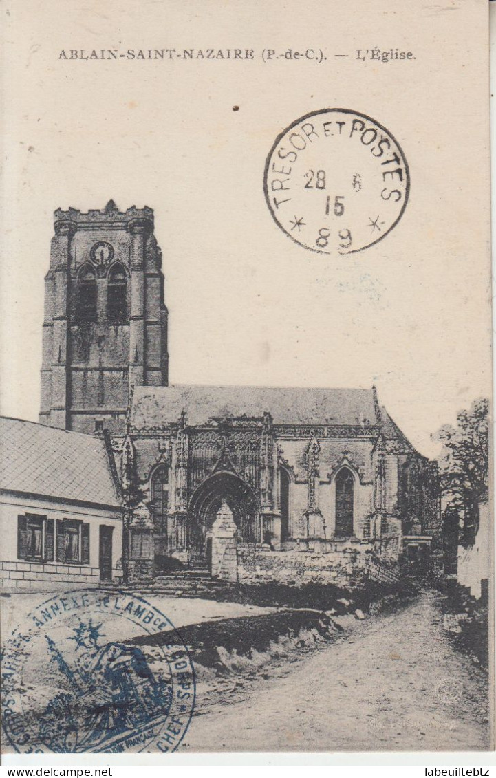 GUERRE 1914 - ABLAIN SAINT NAZAIRE - Pas De Calais - 4 Cartes - Panorama - Eglise  PRIX FIXE - War 1914-18