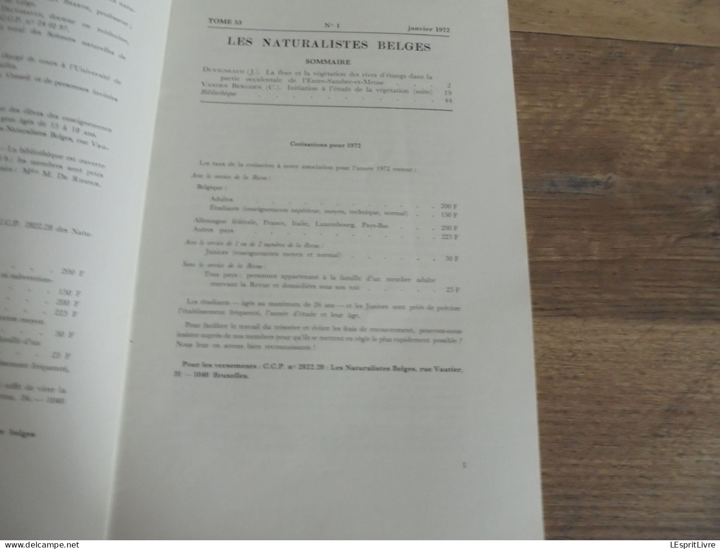 LES NATURALISTES BELGES N° 1 Année 1972 Régionalisme Etangs Entre Sambre Et Meuse Rance Villers La Tour Botanique Flore - Belgique