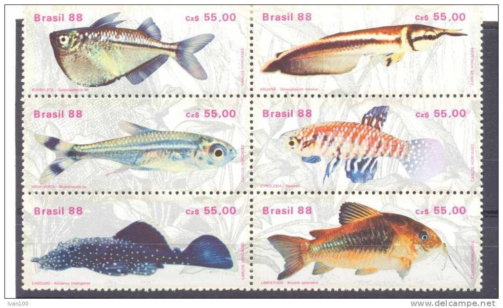 1988. Brazil, Fishes Of Brazil, 6v, Mint/** - Nuovi