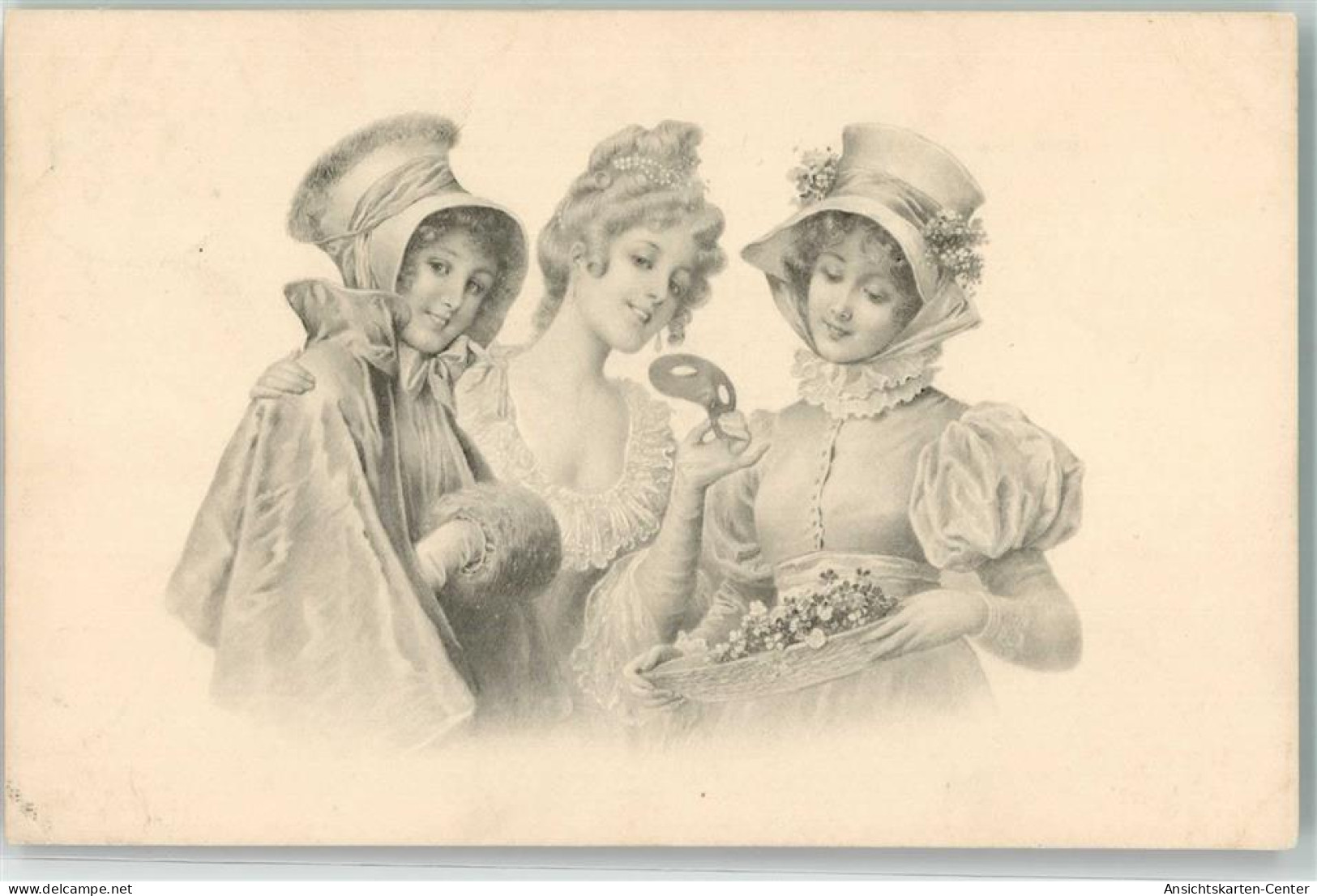 10674311 - Drei Junge Elegante Damen Mit Augenmaske Muff Und Hutmode Nr. 255 - Other & Unclassified