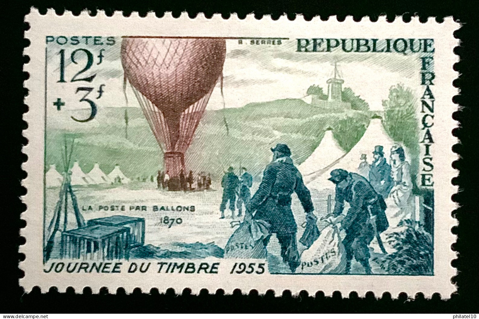 1955 FRANCE N 1018 - JOURNEE DU TIMBRE 1955 - LA  POSTE PAR BALLONS 1870 - NEUF** - Unused Stamps