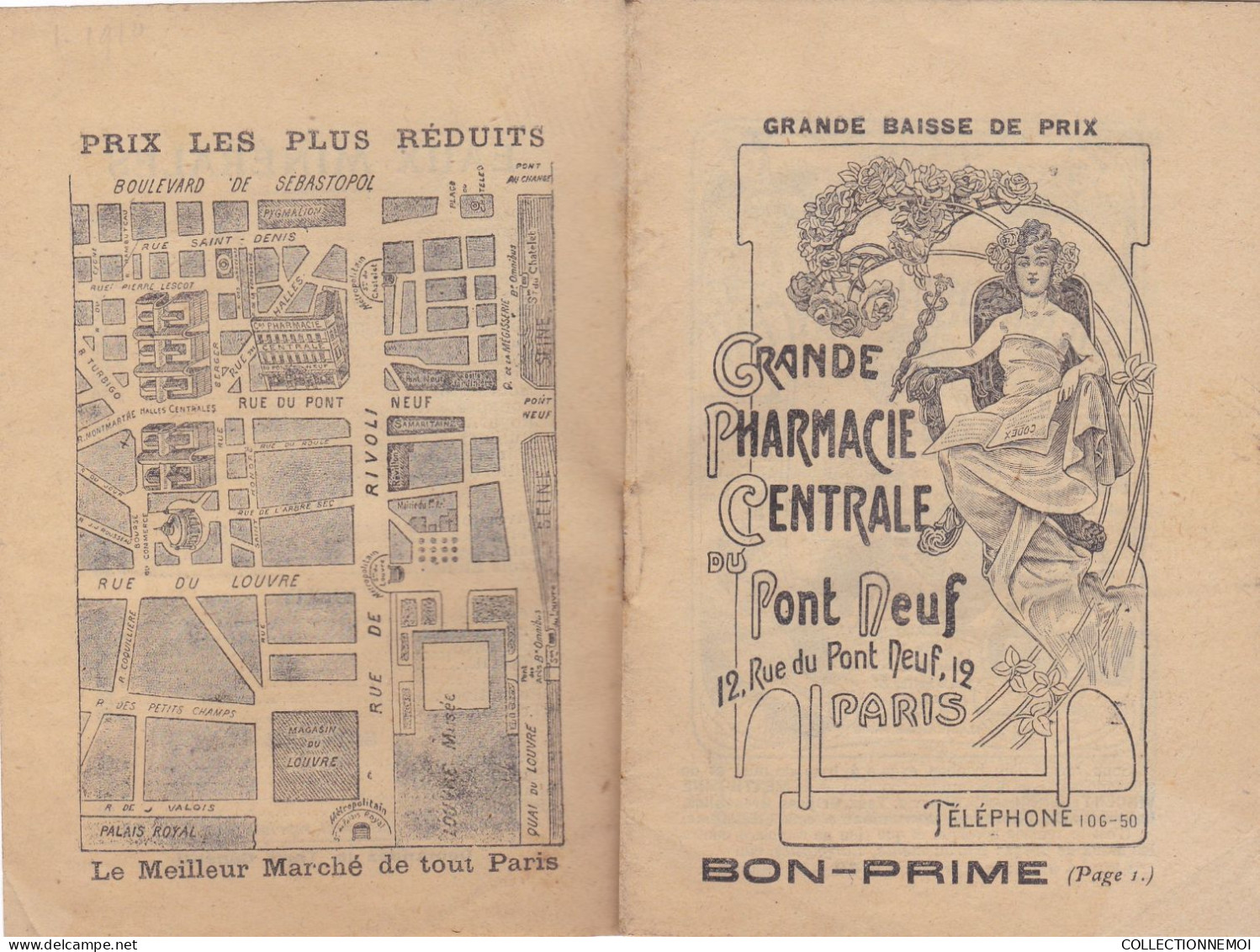 SUPERBE ,,,,,,,,,,,catalogue de la PHARMACIE  " grande pharmacie centrale du pont neuf " PARIS ,,18 pages avec pub