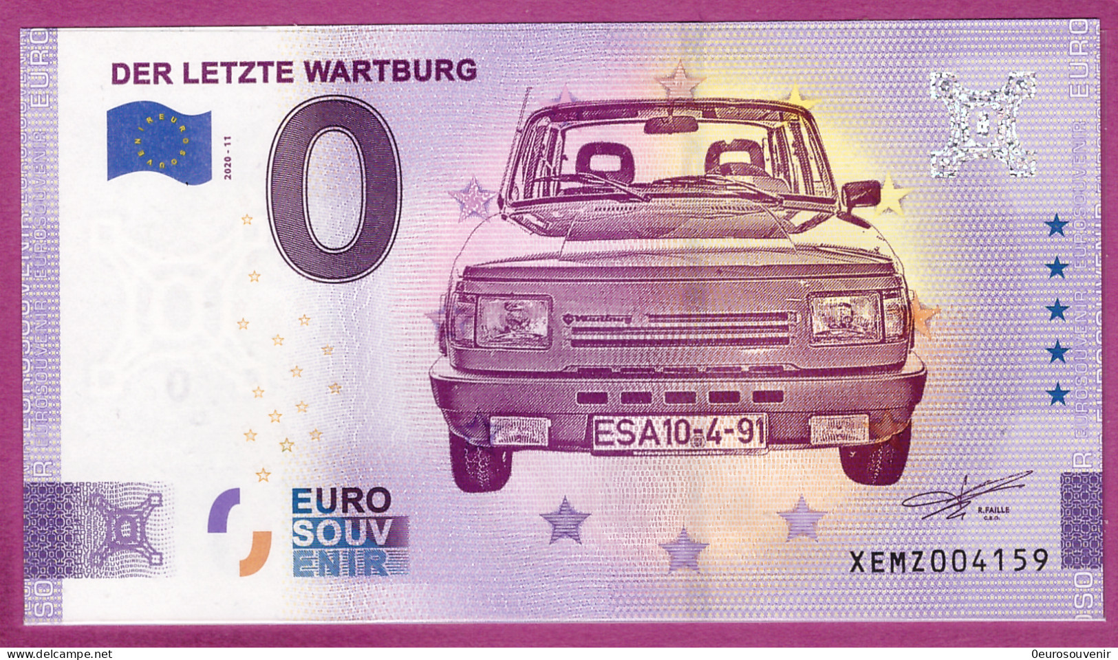 0-Euro XEMZ 11 2020 DER LETZTE WARTBURG - SERIE DEUTSCHE EINHEIT - Essais Privés / Non-officiels