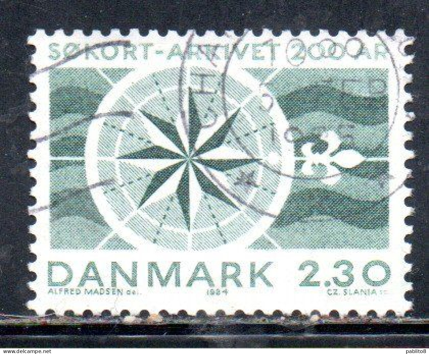 DANEMARK DANMARK DENMARK DANIMARCA 1984 HYDROGRAPHIC DEPT. BICENTENARY COMPASS 2.30k USED USATO OBLITERE - Used Stamps