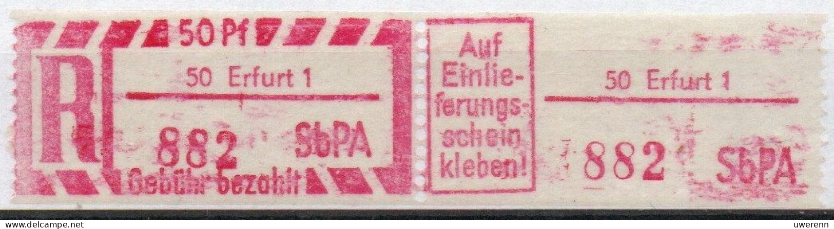 DDR Einschreibemarke Erfurt SbPA Postfrisch, EM2B-50-1II RU (b) Zh (Mi 2C) - Labels For Registered Mail