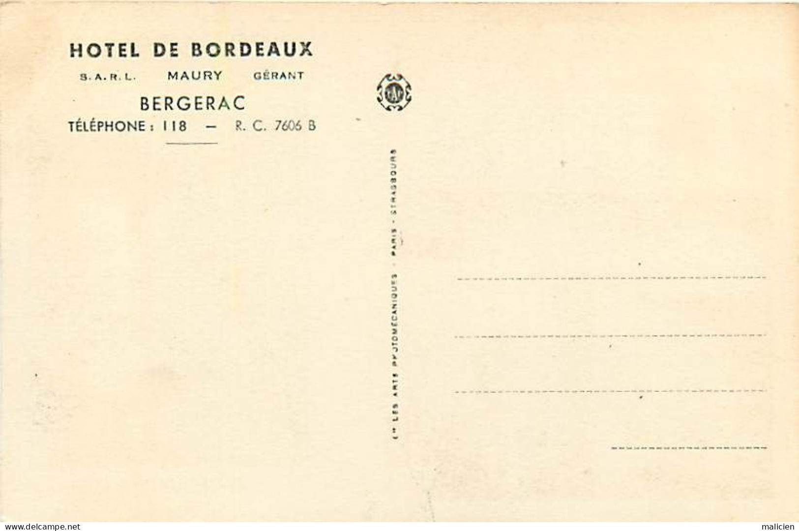 - Dpts Div. -ref-BN490- Dordogne - Bergerac - Hôtel De Bordeaux - Multi Vues - Maury - Gérant - Hôtels - - Bergerac