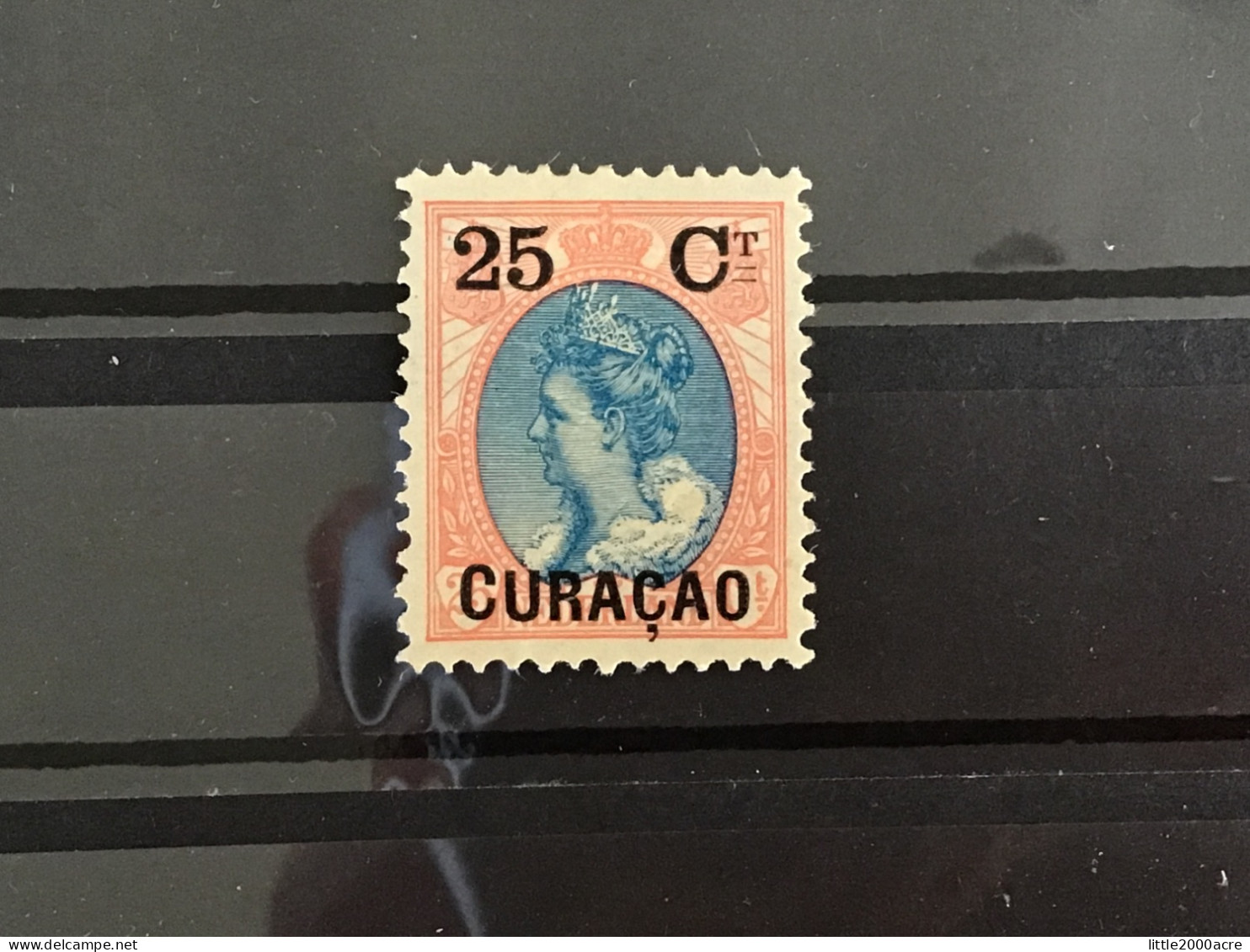 Curaçao 1902 25c On 25c Rose & Blue Queen Wilhelmina Mint SG 52 NVPH 27 Sc 46 - Curaçao, Nederlandse Antillen, Aruba