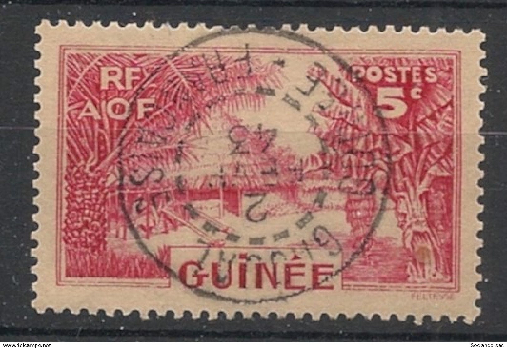 GUINEE - 1938 - N°YT. 128 - Les Mabo 5c Rose Carminé - Oblitéré / Used - Oblitérés