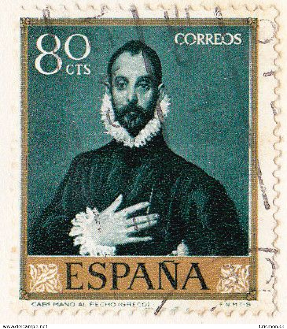 1961 - ESPAÑA -  EL GRECO - EL CABALLERO DE LA MANO EN EL PECHO - EDIFIL 1333 - Used Stamps