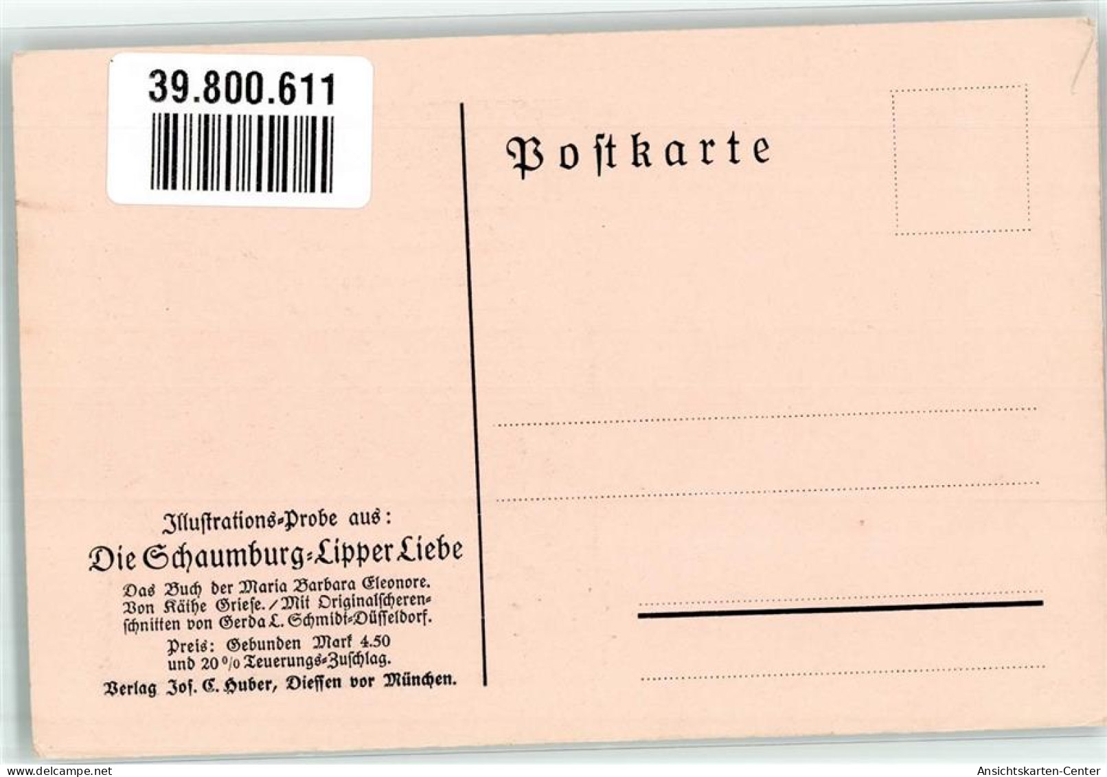 39800611 - Sign. Schmidt Gerda L. Ilustrations-Probe A. Die Schaumburg-Lipper Liebe - Other & Unclassified