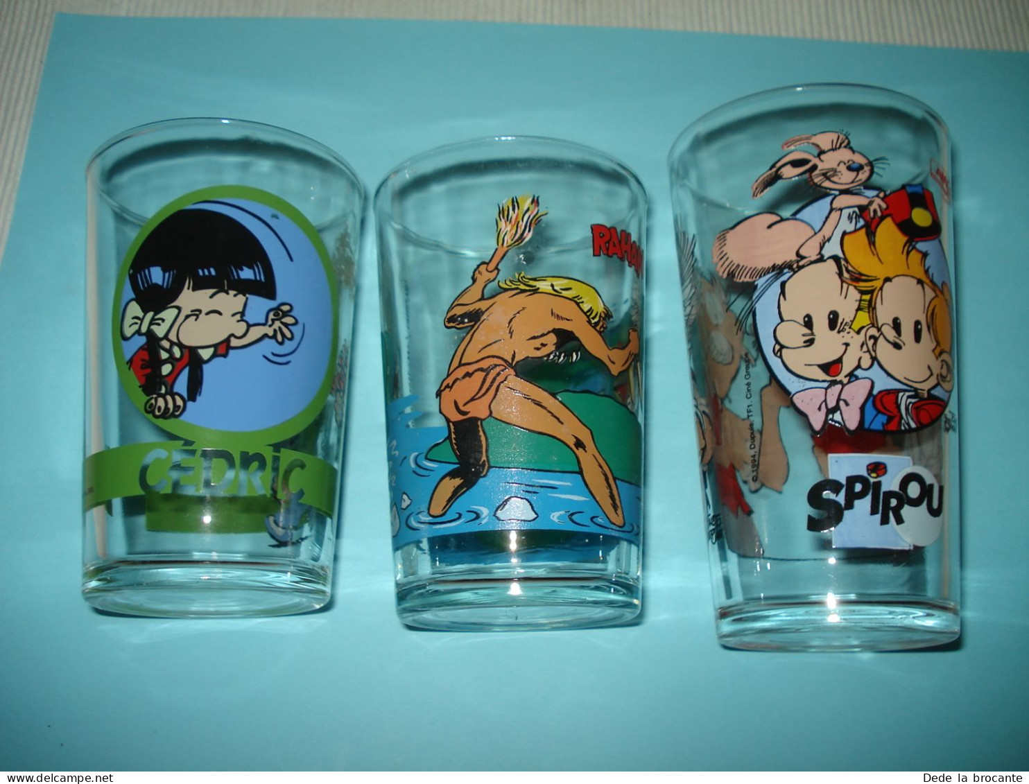 20 ( 9 ) / Lot De 3 Verres BD - Spirou - Rahan - Cédric - Objets Publicitaires