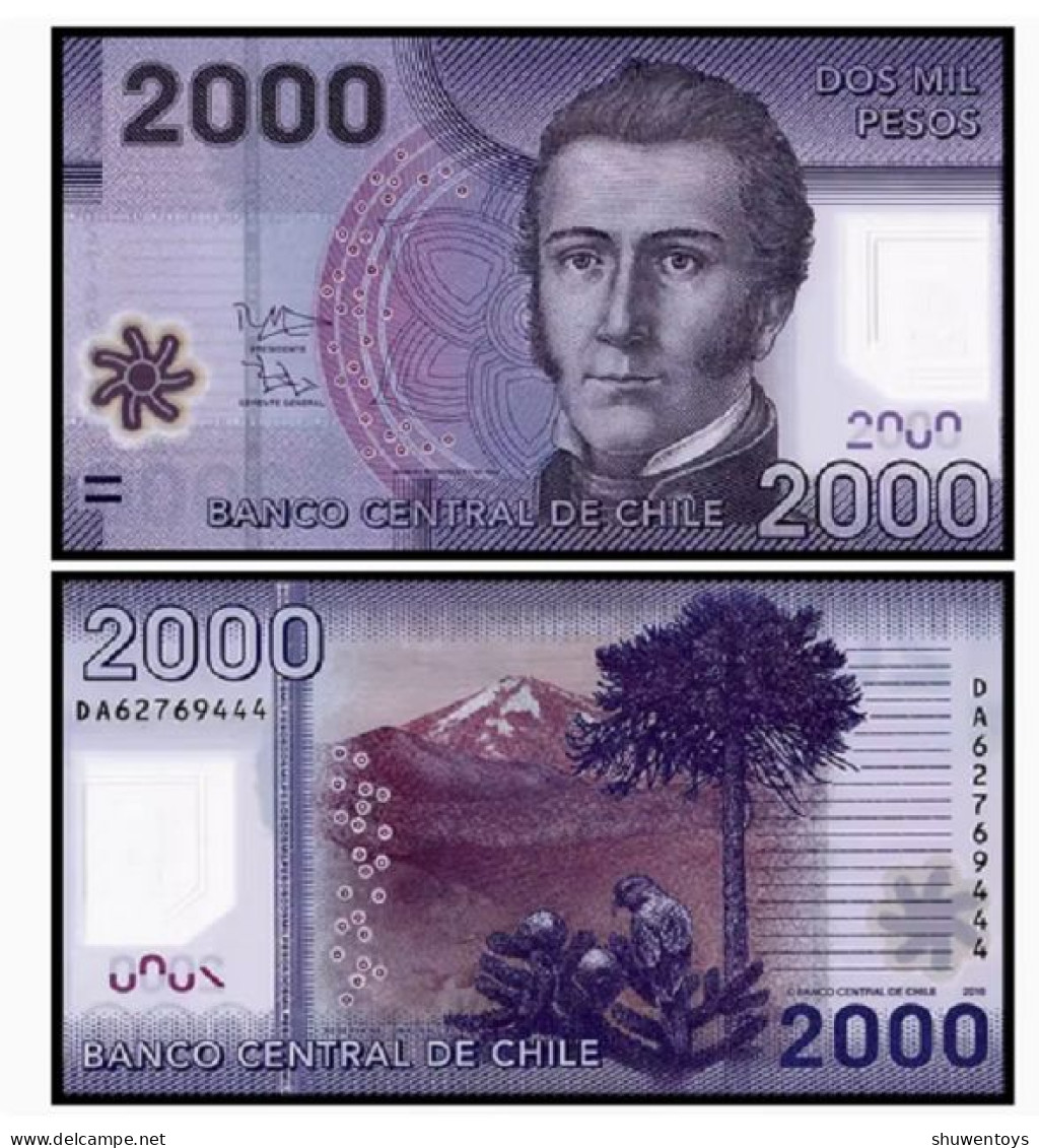 2016 Chile 2000 Pesos P-162f Banknotes UNC NEW - Chili