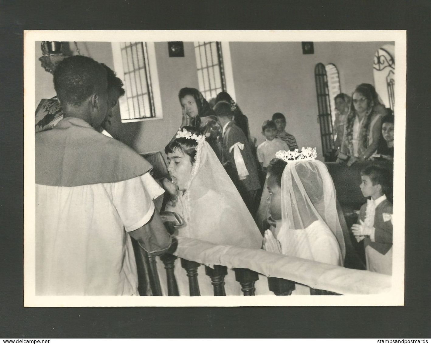 Angola Portugal Carte Diamang Compagnie Diamants Eglise Dundo Première Communion Church Diamond Co. 1966 Card - Angola