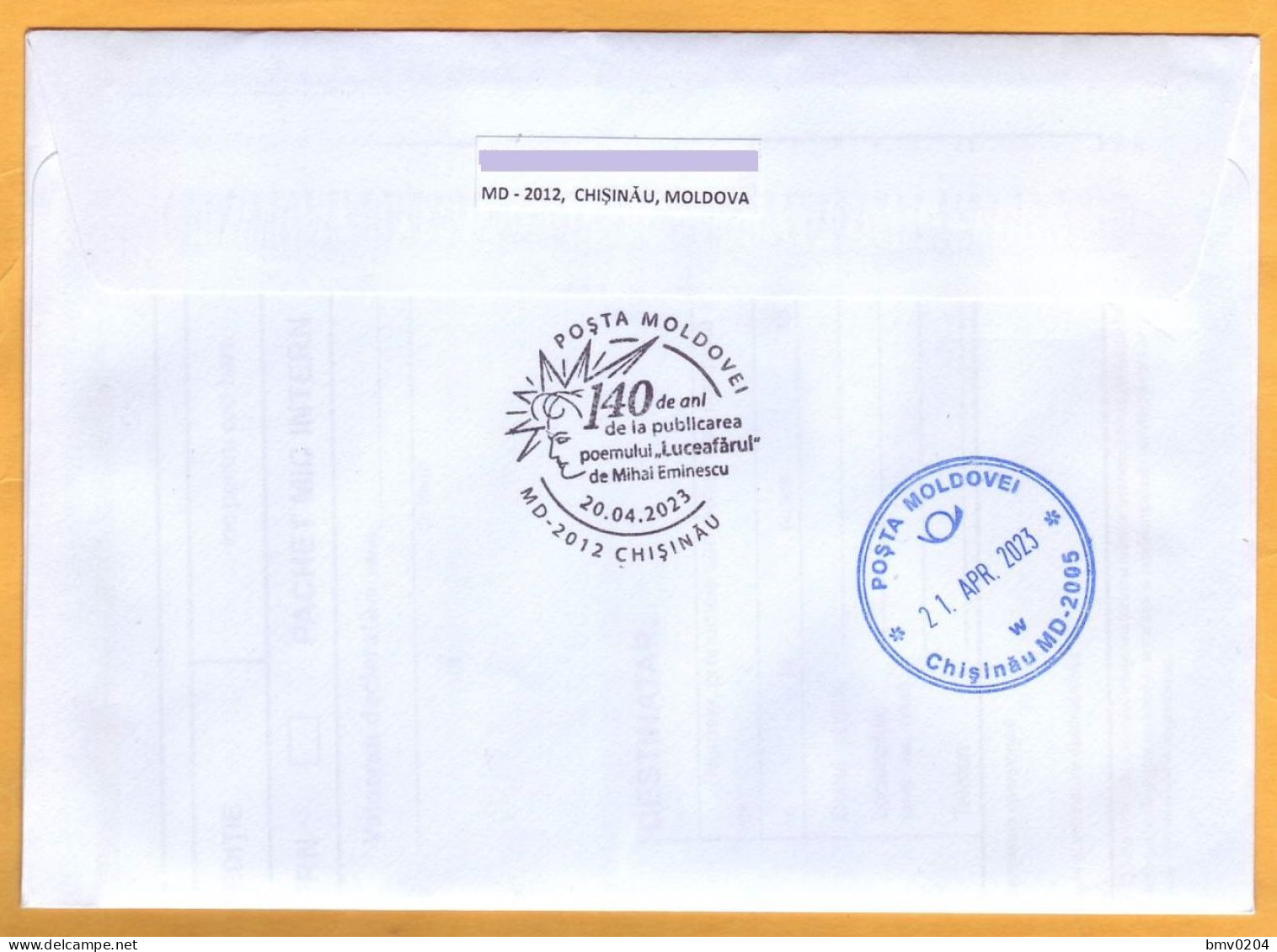 2023  Moldova  Special Postmark „140 Years Since The Publication Of ”Luceafărul” Poem Of Mihai Eminescu” - Moldavie