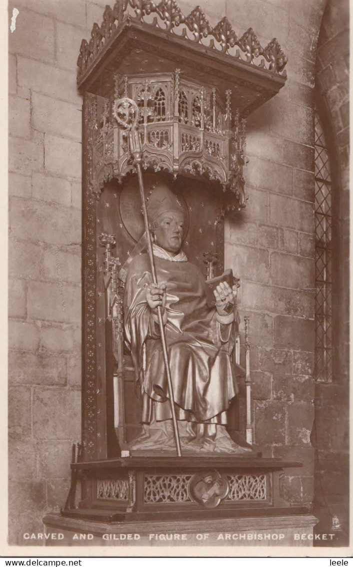 H96. Postcard.  Carved, Gilded Figure Of Archbishop Becket - Canterbury