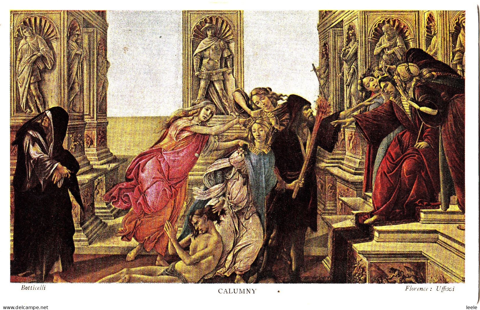 H98. Vintage Medici Postcard. Calumny. By Botticelli. - Paintings