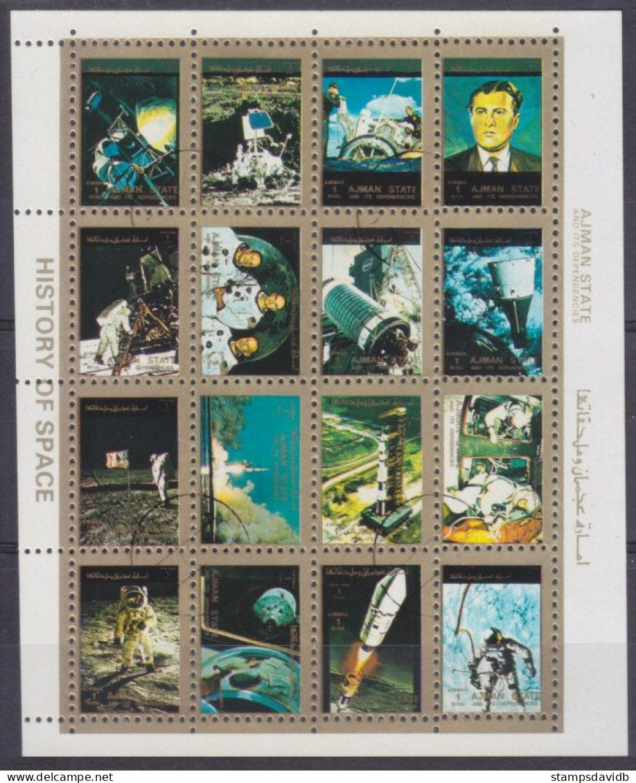 1973 Ajman 2653-2668KLused Space Exploration By America - Asie